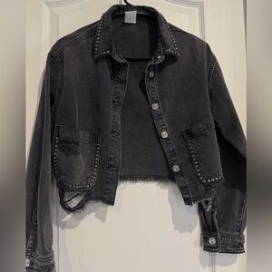 Zara Studded Black Denim Jacket